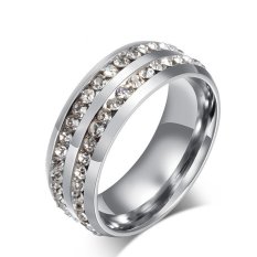 Baja Titanium Ganda-Dayung Berlian Imitasi Cincin untuk Pria Bagus untuk Hadiah-Internasional