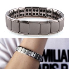 Titanium Steel Gelang Peregangan Elastis untuk Pria Wanita Energi Kesehatan Bangle Silver 19.5 Cm-Intl