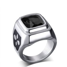 Baja Titanium Retro Korea Modis Hitam Berlian Imitasi Cincin untuk Pria Bagus untuk Hadiah-Internasional