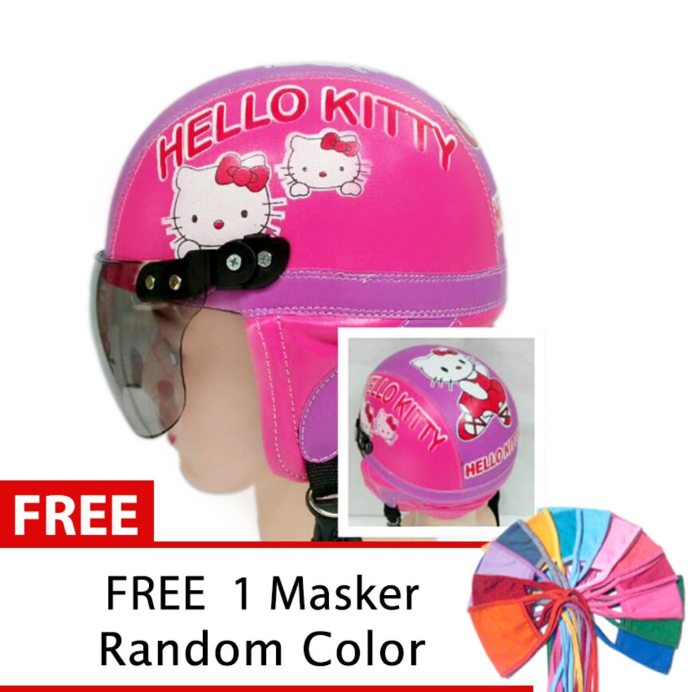 Toserba - Helm Anak Lucu Usia 1-4 Tahun Karakter Hello Kitty - Pink/Ungu + Free Maker Mulut