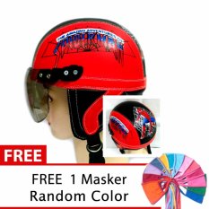 Toserba - Helm Anak Lucu Usia 1-4 Tahun Karakter Spiderman - Merah/Hitam + Free Masker Mulut
