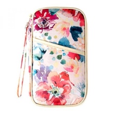 Travel Passport Holder Keamanan Pouch Wallet dengan RFID Blocking Bunga Putih-Intl