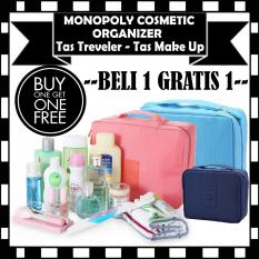 BUY 1 GET 1 FREE !! Monopoly Cosmetic Organizer - Tas Treveler Tas MakeUp Cosmetic - Promo Beli 1 Gratis 1