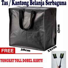 Trend's Tas Belanja Supermarket Minimarket / Tas Sehari Hari / Tas Travelling / Kantong Belanja Swallayan - Hitam + Gratis Tongtoll Dobel Kartu