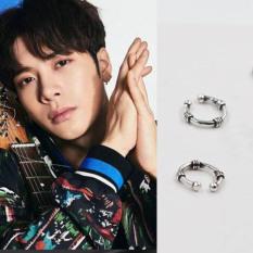 Trendi Anting Jepit Tanpa Tindik Hip Hop Thai Perak Anting Pria Palsu
