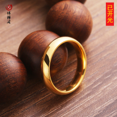 Trendi Pria 18 K Jepang atau Korea Selatan Jantung Titanium Baja Berlapis Cincin Kelingking Kuning Dewa Rejeki