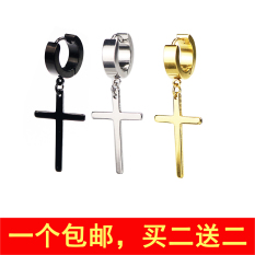 Trendi Pria Karakter Hitam Pria Salib Anting-Anting Anting