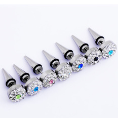 Trendi Pria Korea Modis Gaya Paku Keling Titanium Baja Bertatah Berlian Anting Pria Anting