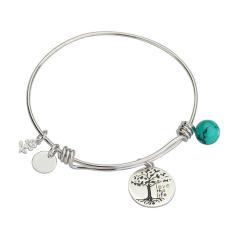 Trendi 925 Perak Berkilau Bunga Pirus Kehidupan Percintaan Adjustable Gelang/Baby-Intl Hanyu