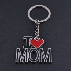 Trendi I Love Mom Kreatif Logam Gantungan Kunci Gantungan Kunci Cincin Cincin Lucu Hadiah Perak-Intl
