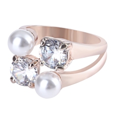 Romantis Square Yang Trendi Geometris Zirkon Perhiasan Cincin Berlapis Platina Disesuaikan-Internasional