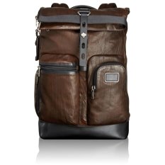TUMI Luke Roll Top Leather Backpack (Dark Brown)