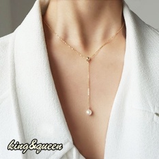 Twinklestar Korea Ins Queen I-style Tampilan Keren Modis Sederhana Mutiara Pendantv Berbentuk Clavicle Rantai Kalung-Internasional