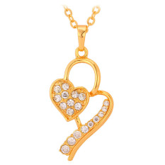 U7 18 KB Nyata Emas Bersalut Berlian Imitasi Kalung Liontin (Emas)