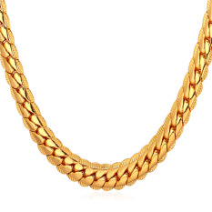 U7 55,88 Cm Panas Klasik 18 Karat Asli Berlapis Emas Kalung Rantai (Emas)-Internasional