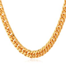 U7 55,88 Cm Pria 18 Karat Asli Berlapis Emas Kalung Rantai Link (Emas)