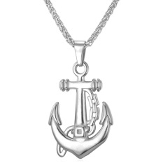 U7 Jangkar Kalung Pasangan 316 Liter Stainless Steel Perhiasan Pria Fashion Gaya Punk Yang Pesta Hadiah (Putih)