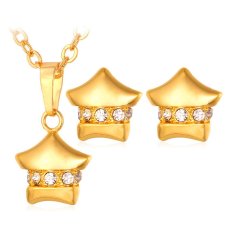 U7 Lucu Yang Dapat Membuat Orang Yang Melihatnya Tertawa Terbahak-bahak atau Justru Kesal Karena Merasa Bintang Bersudut Lima Set Anting-Anting Kalung Berlian Imitasi 18 Karat Asli Berlapis Emas Perhiasan Wanita (emas)