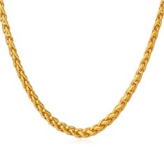 U7 Fashion For Pria/Wanita Kalung Rantai 18 KB Nyata Emas Berlapis Emas Aksesoris Perhiasan (Emas)