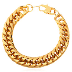 U7 Gaya Amerika Chunky Hip-Hop 18 KB Emas Berlapis Gelang (Emas)