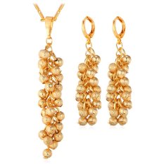 U7 Grape Bola Lucu Anting Kalung Berlapis Emas Wanita Musim Panas Perhiasan Set
