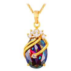 U7 Mewah Crown Kubik Zirkonia Liontin Kalung untuk Wanita, China 18 Karat Asli Berlapis Emas Fashion Air-drop Hadiah Perhiasan (emas)