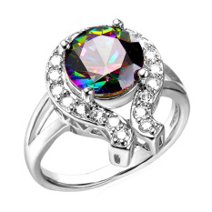 U7 Mewah Pertunangan Zirkonia Cincin untuk Wanita Fancy Stone Platinum Disepuh Perhiasan Aksesoris (Platinum)