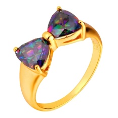 U7 Mistik Topaz Simpul Mewah Kubik Zirkonia 18 Karat Asli Berlapis Emas Cincin Wanita (Emas)