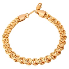 U7 Rantai Baru Gelang Untuk Pria 18 Karat Asli Berlapis Emas Fashion Perhiasan (Emas)