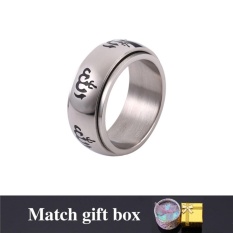 U7 Baru Double Layer Desain Rotatable Ring Stainless Steel/18 K Emas Emas Disepuh dengan Kotak Hadiah Perhiasan Sempurna untuk Pria/Wanita (Emas/Perak) -Intl