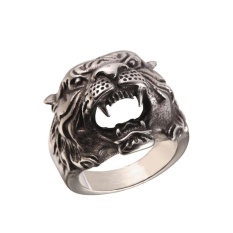 U7 Baru Hot Punk Tiger Head Ring Punk Rock Perhiasan Berlapis Emas/Stainless Steel Men Fashion Hiphop Biker Cocktail Cincin (Emas/Perak) -Intl