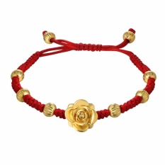 U7 Merah Charm Beads Tali Rantai Gelang untuk Wanita Fashion Perhiasan Hadiah Romantis Untuknya Berlapis Emas Bunga Gelang (emas) -Intl