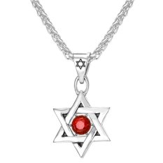 U7 Bintang Berlian Imitasi dari David Kalung Pasangan 316 Liter Stainless Steel Perhiasan/aksesoris Fashion Wanita Pria Kalung (perak)