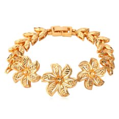 U7 Romantic Jewelry 18K Real Gold Plated Casual Windmill Charms Thick Carve Chain Bracelet (Gold)