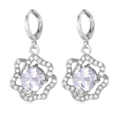U7 Rose Zircon White Gold Plated Drop Earrings(Platinum)
