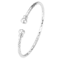 U7 Sederhana Desain Cuff Bracelet Platinum Disepuh Fashion Wanita Perhiasan Hadiah Sempurna Aksesoris (Platinum)