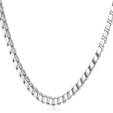 U7 Sederhana Emas Kotak Kalung Rantai 55.88 CM Berlapis Platinum Fashion Wanita/Pria Hadiah Perhiasan (Platinum)