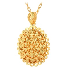 U7 Liontin Antik 18 Karat Asli Berlapis Emas Kalung (Emas)