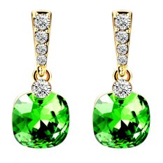 Ufengke Fashion Alloy Berlian Imitasi Square Drop Anting, Hijau