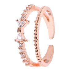 UINN Desain Khusus Wanita Cincin Lapisan Ganda Zircon Ikatan Simpul Dekorasi Wedding Ring-Intl