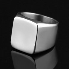 UINN Wajah Persegi Stainless Steel Unik Pria Ring Indah Single Ring Cool Perhiasan 11 #-Intl
