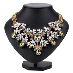 UJS LADIES Wanita Multi-warna Berlian Imitasi Rantai Kalung Unik Kalung (Emas)