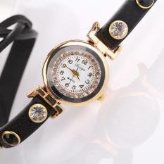 Ulamore Duoya Mode Wanita Kasual Gelang En CUIR Montre Gelang Gaun Wanita Hitam