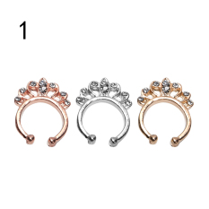 Unisex Cincin Hidung Palsu Sekat Hitung Non Piercing Hanger Clip On Jewelry Rose Gold 1 #-Intl