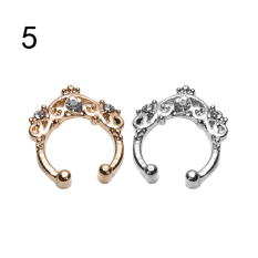 Unisex Cincin Hidung Palsu Sekat Hitung Non Piercing Hanger Clip On Jewelry Silver 5 #-Intl