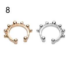 Unisex Cincin Hidung Palsu Sekat Hitung Non Piercing Hanger Clip On Jewelry Perak 8 #-Intl