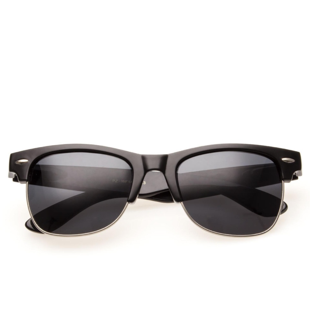 Unisex Retro Club Master Sunglasses  - HLL 254 Black - Kacamata Pria dan wanita - Hitam