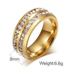 Unisex Titanium Cincin Baja Pria Wanita Cincin Pernikahan Perak Gold Ukuran Gold 6-Intl