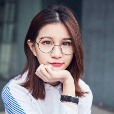 Timely - Unisex Vintage Round 210 Clear Black L - Kacamata Pria dan Wanita - Korea Style