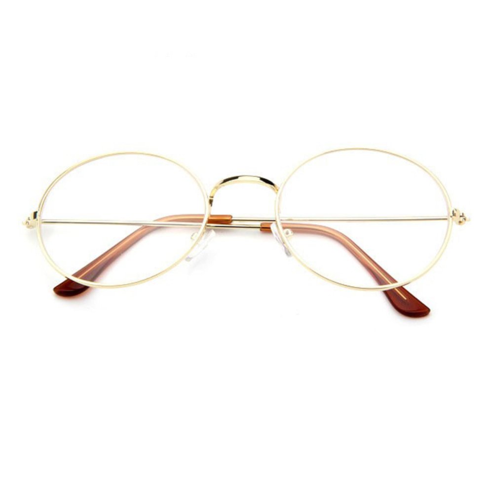 Timely - Unisex Vintage Round 210 Clear Gold G - Kacamata Pria dan Wanita - Korea Style